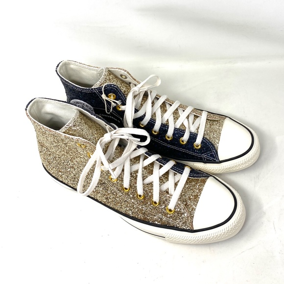 Converse Chuck Taylor High Blue Yellow Glitter Men’s Sneakers Custom 173144C-YBU - Picture 8 of 11